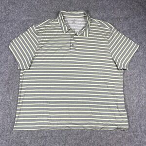 Fabletics Polo Shirt Mens 3XL Gray Green Striped Performance Stretch Modal Blend